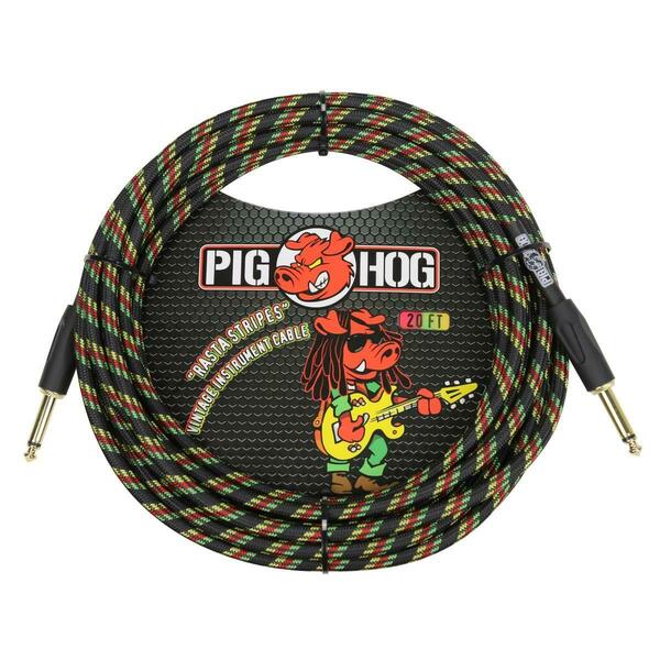 Ace Products Group Woven Jacket Tour Grade Instrument Cable, 20 ft. - Rasta Stripes PCH20RA